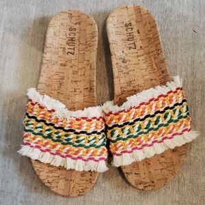 New schutz slide sandal dayani cork slide size 9
